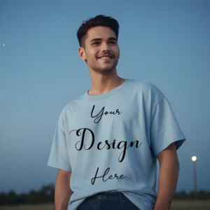 Mens Light Blue T-Shirt Mockup, Front View
