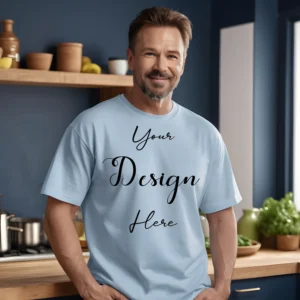 Mens Light Blue T-Shirt Mockup, Front View