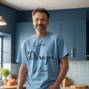 Mens Light Blue T-Shirt Mockup, Front View