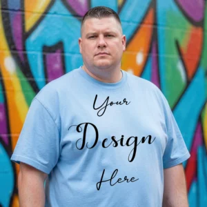 Mens Black Plus-size T-shirt Mockup, Front View