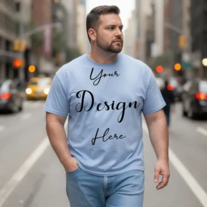 Mens Black Plus-size T-shirt Mockup, Front View