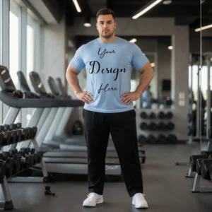 Mens Black Plus-size T-shirt Mockup, Front View