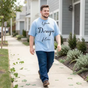 Mens Black Plus-size T-shirt Mockup, Front View