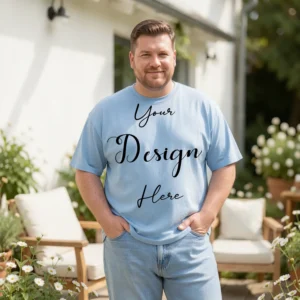 Mens Black Plus-size T-shirt Mockup, Front View