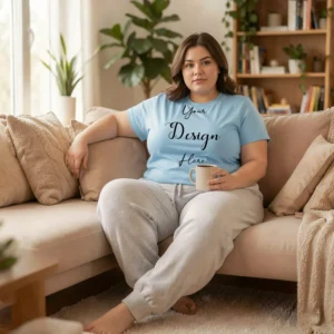 Womens Light Blue Plus-size T-shirt Mockup-1 Front View | For Etsy, Shopify and POD Sellers