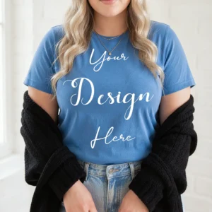 Womens Light Blue Plus-size T-shirt Mockup-2 Front View | For Etsy, Shopify and POD Sellers
