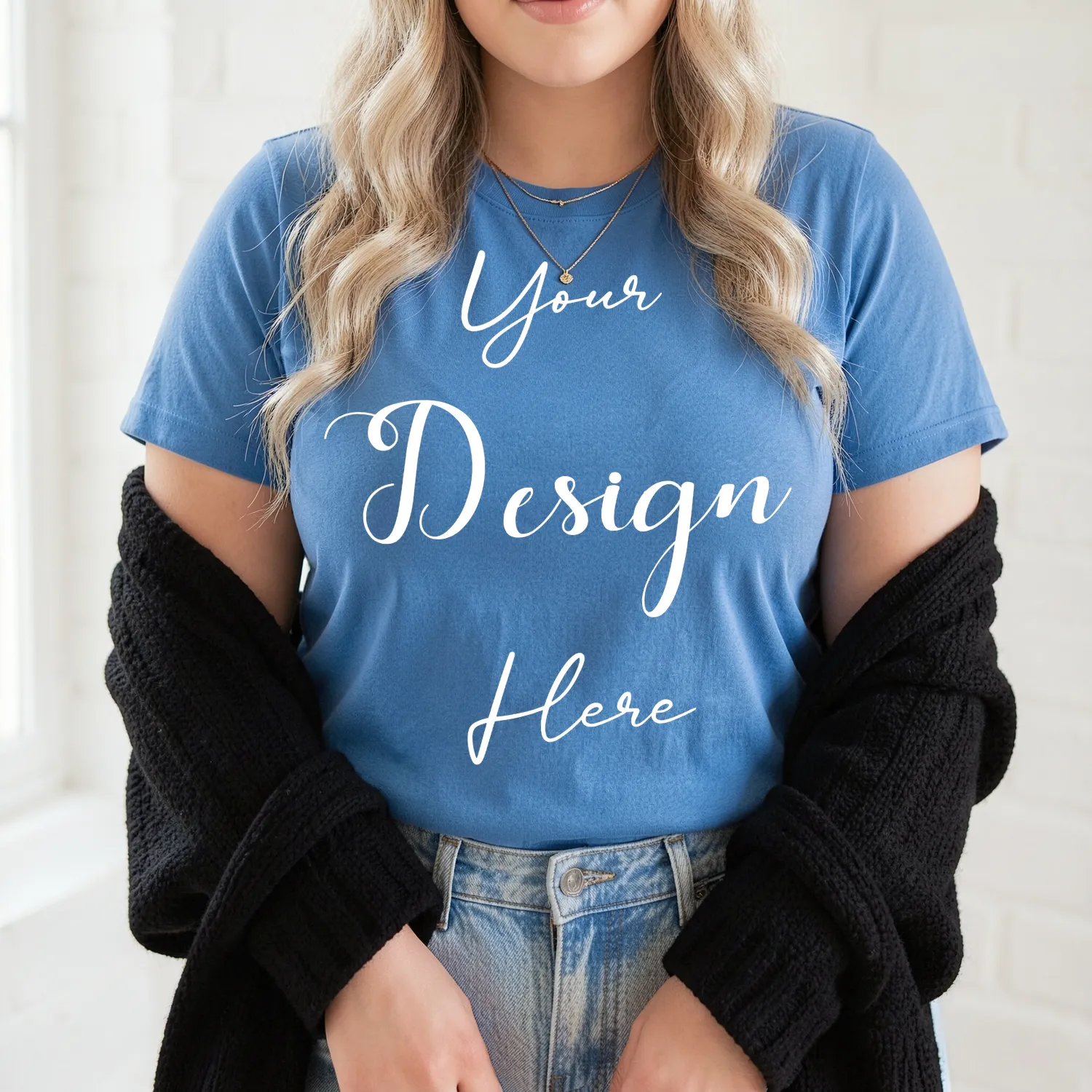 Womens Light Blue Plus-size T-shirt Mockup-2 Front View | For Etsy, Shopify and POD Sellers