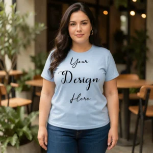 Womens Light Blue Plus-size T-shirt Mockup-4 Front View | For Etsy, Shopify and POD Sellers