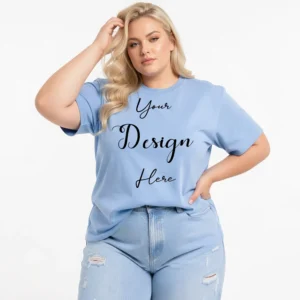 Womens Light Blue Plus-size T-shirt Mockup-5 Front View | For Etsy, Shopify and POD Sellers