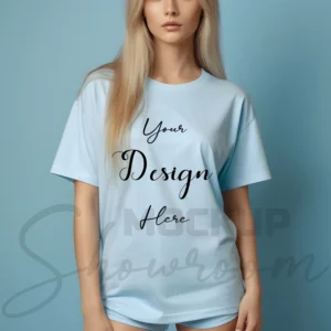 Women's Light Blue T-Shirt Mockup, Front View