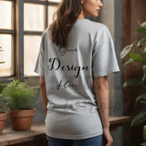 Women's Light Gray T-Shirt Mockup, Back View