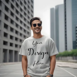 Mens Light Gray T-Shirt Mockup, Front View