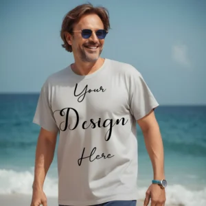 Mens Light Gray T-Shirt Mockup, Front View