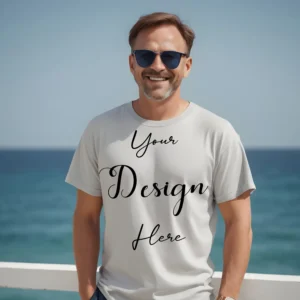 Mens Light Gray T-Shirt Mockup, Front View
