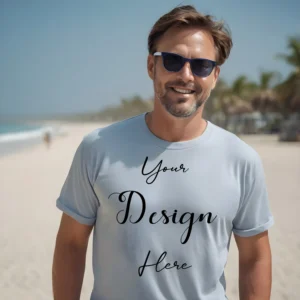 Mens Light Gray T-Shirt Mockup, Front View