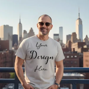 Mens Light Gray T-Shirt Mockup, Front View