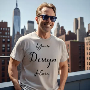 Mens Light Gray T-Shirt Mockup, Front View