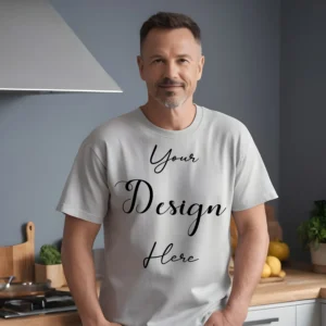 Mens Light Gray T-Shirt Mockup, Front View