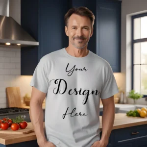 Mens Light Gray T-Shirt Mockup, Front View