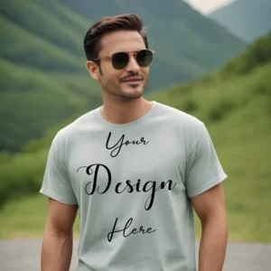 Mens Light Gray T-Shirt Mockup, Front View