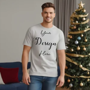 Mens Light Gray T-Shirt Mockup, Front View