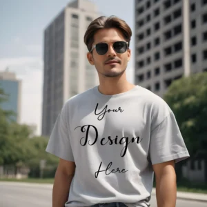 Mens Light Gray T-Shirt Mockup, Front View