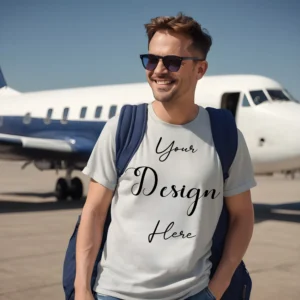 Mens Light Gray T-Shirt Mockup, Front View