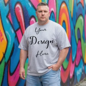Mens Black Plus-size T-shirt Mockup, Front View