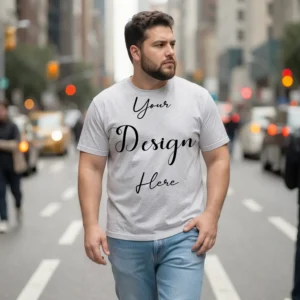 Mens Black Plus-size T-shirt Mockup, Front View