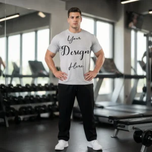 Mens Black Plus-size T-shirt Mockup, Front View