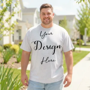 Mens Black Plus-size T-shirt Mockup, Front View