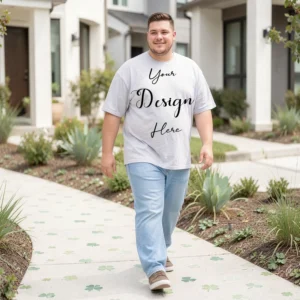 Mens Black Plus-size T-shirt Mockup, Front View