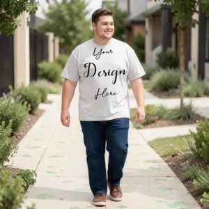 Mens Black Plus-size T-shirt Mockup, Front View
