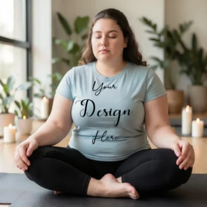 Womens Light Gray Plus-size T-shirt Mockup-2 Front View | For Etsy, Shopify and POD Sellers