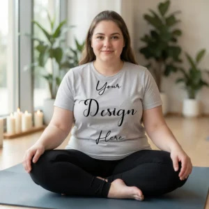 Womens Light Gray Plus-size T-shirt Mockup-4 Front View | For Etsy, Shopify and POD Sellers