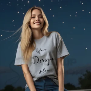 Women's Light Gray T-Shirt Mockup, Front View