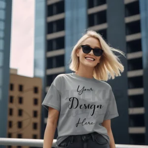 Women's Light Gray T-Shirt Mockup, Front View