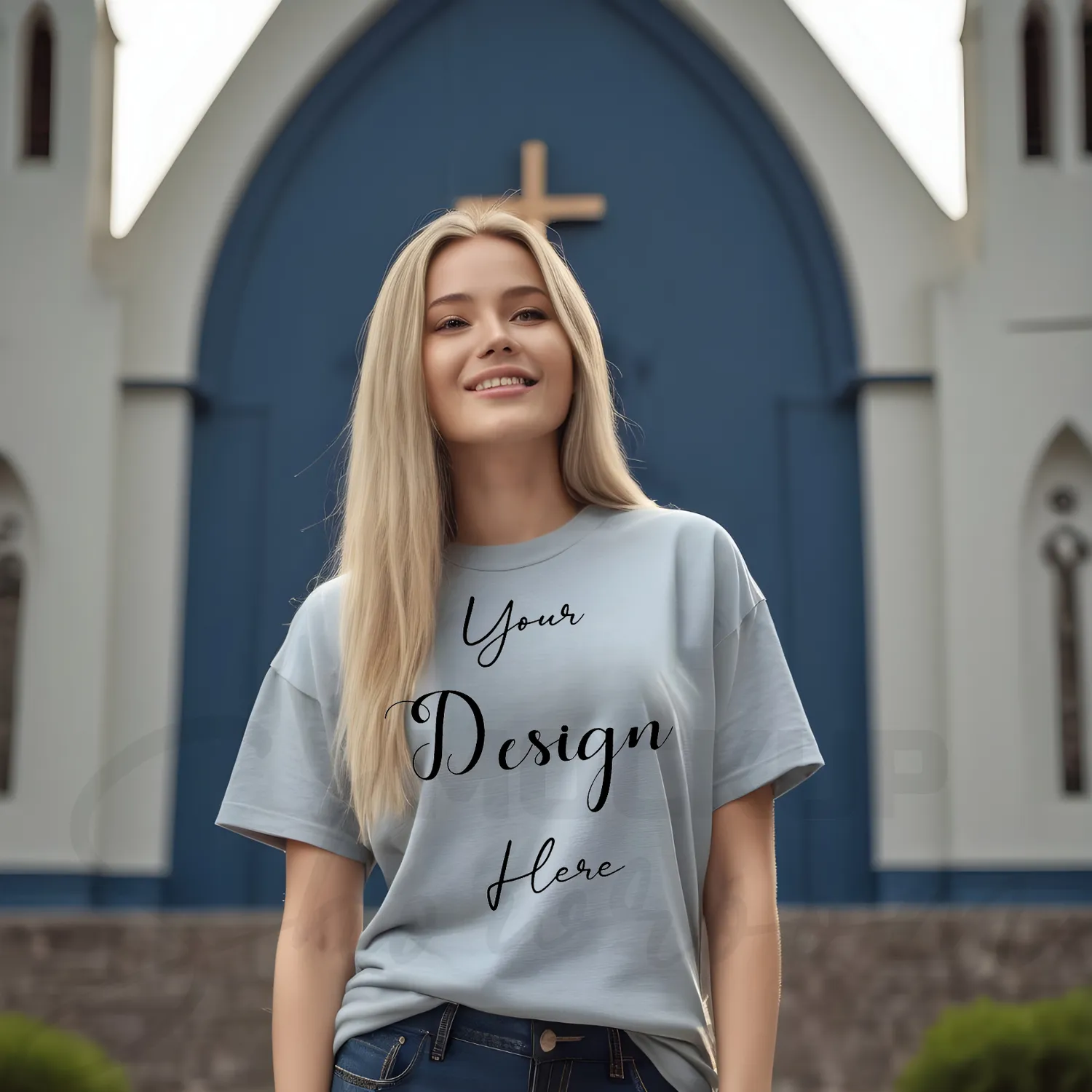Women's Light Gray T-Shirt Mockup, Front View