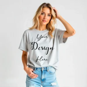 Women's Light Gray T-Shirt Mockup, Front View