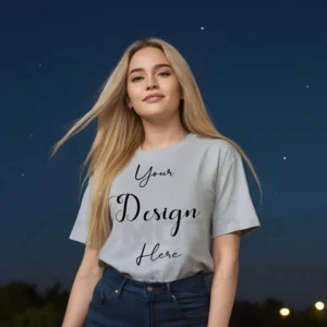 Women's Light Gray T-Shirt Mockup, Front View