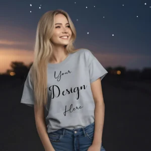Women's Light Gray T-Shirt Mockup, Front View