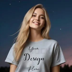 Women's Light Gray T-Shirt Mockup, Front View