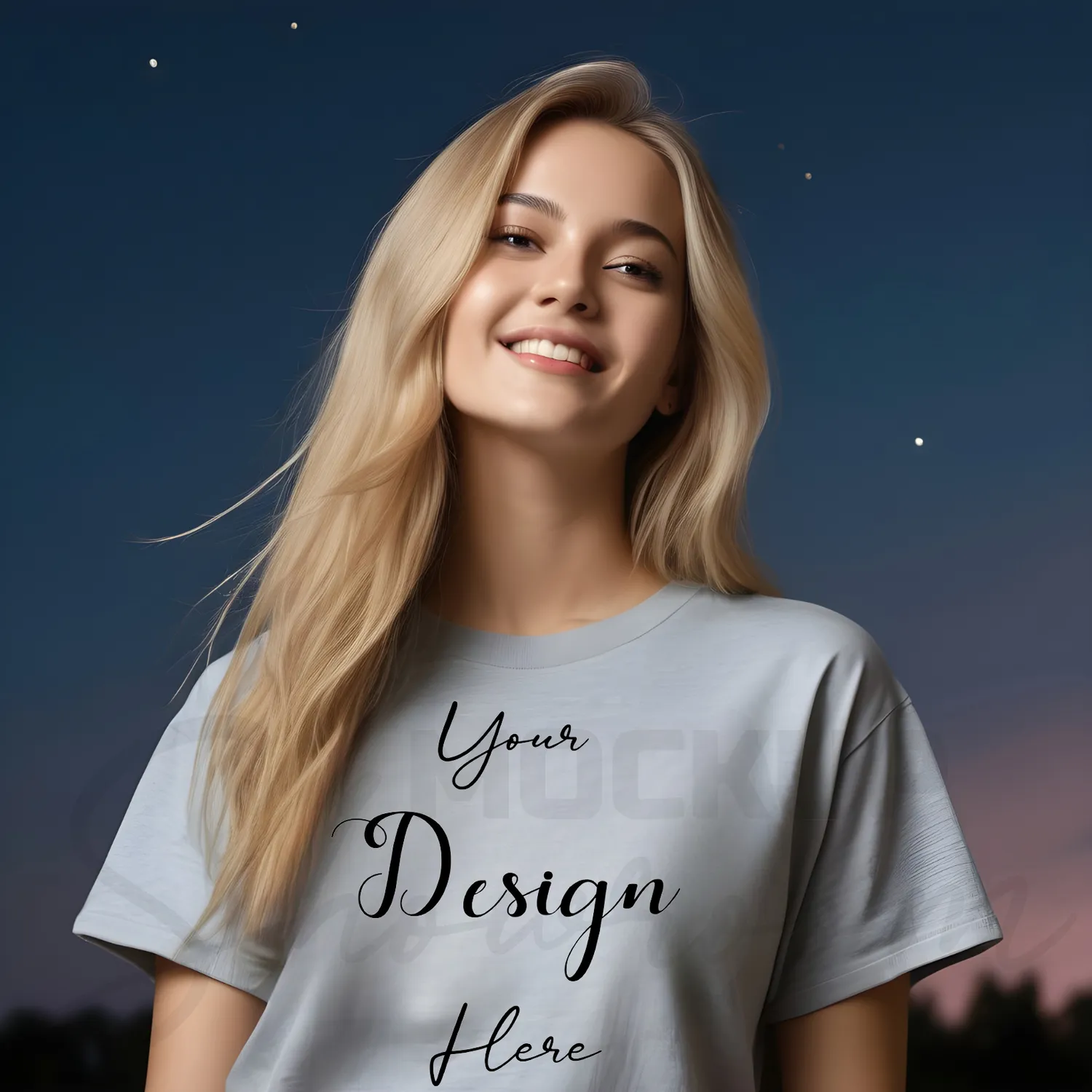 Women's Light Gray T-Shirt Mockup, Front View