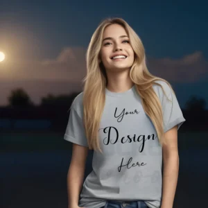 Women's Light Gray T-Shirt Mockup, Front View