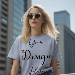 Women's Light Gray T-Shirt Mockup, Front View