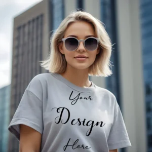 Women's Light Gray T-Shirt Mockup, Front View