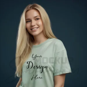 Women's Light Green T-Shirt Mockup, Front View