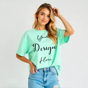 Women's Light Green T-Shirt Mockup, Front View