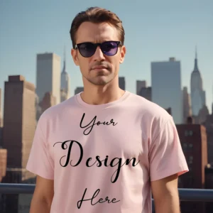 Mens Light Pink T-Shirt Mockup, Front View