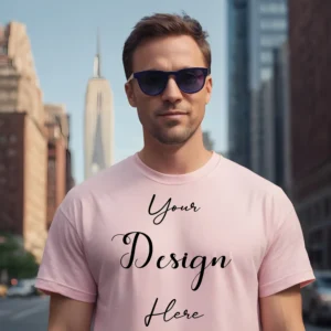 Mens Light Pink T-Shirt Mockup, Front View